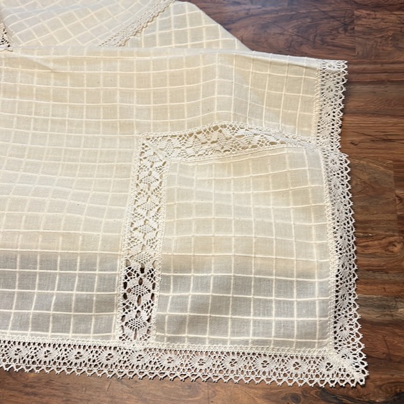 Cotton Cream Crochet, machine, Square TableCloth, 62” - Picture 6 of 11